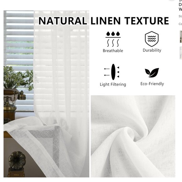 Macochico Extra Long Linen Sheer Curtains - Picture 5 of 7